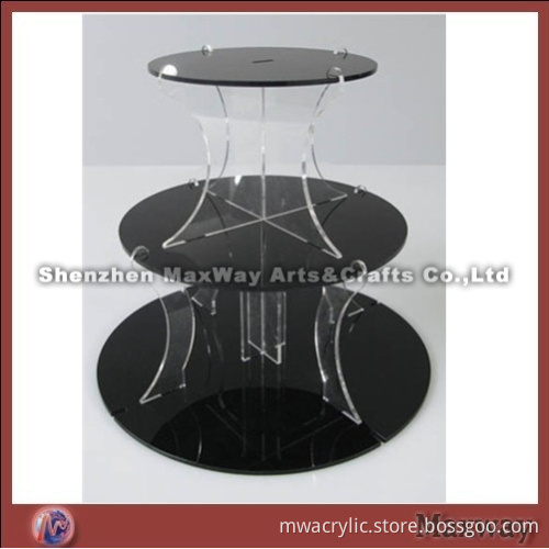 Round Black Stacking Tabletop Lucite Cupcake Stand Holder
